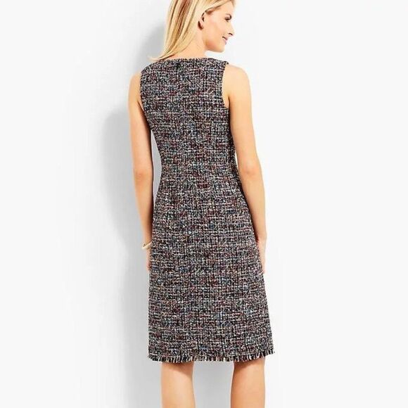 NWT Talbots Black Multi Fringed Festive Tweed Sleeveless Sheath Dress - Picture 3 of 16